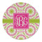 Pink & Green Suzani Round Linen Placemat (Personalized)