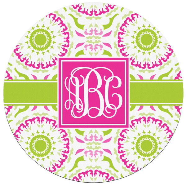 Pink & Green Suzani Round Mousepad - APPROVAL