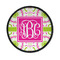 Pink & Green Suzani Iron On Round Patch w/ Monogram