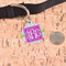 Pink & Green Suzani Round Pet ID Tag - Large - In Context