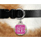 Pink & Green Suzani Round Pet Tag on Collar & Dog