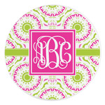 Pink & Green Suzani Round Stone Trivet (Personalized)