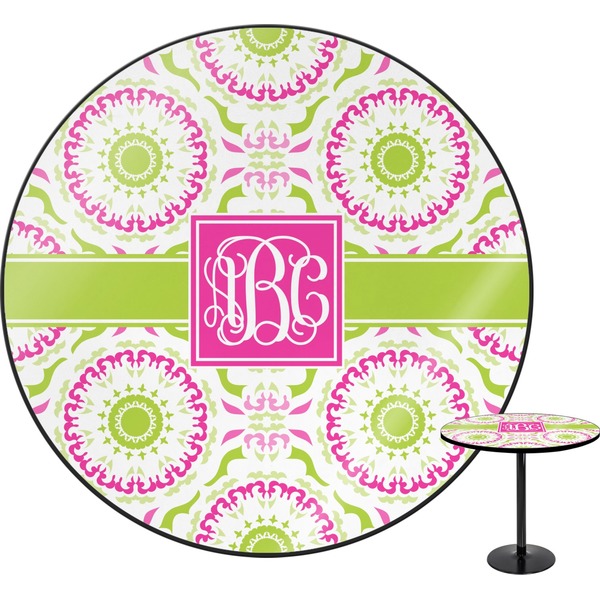 Custom Pink & Green Suzani Round Table (Personalized)