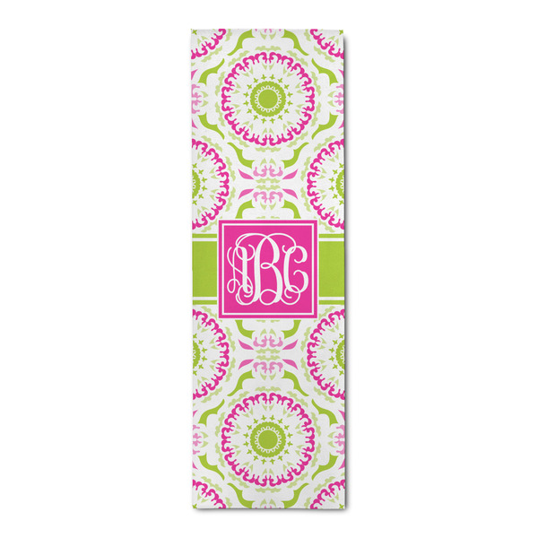 Custom Pink & Green Suzani Runner Rug - 2.5'x8' w/ Monograms