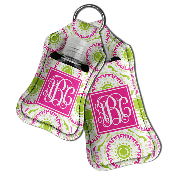 Pink & Green Suzani Sanitizer Holder Keychain - Both in Case (PARENT)