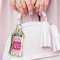 Pink & Green Suzani Sanitizer Holder Keychain - Large (LIFESTYLE)