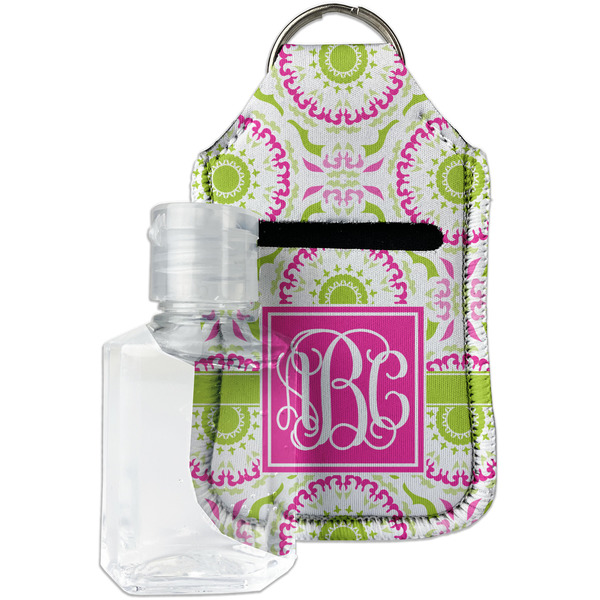 Custom Pink & Green Suzani Hand Sanitizer & Keychain Holder (Personalized)