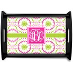 Pink & Green Suzani Black Wooden Tray - Small (Personalized)