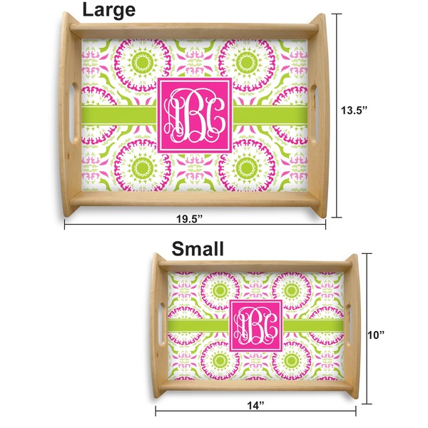 Pink & Green Suzani Serving Tray Wood Sizes