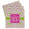 Pink & Green Suzani Set of 4 Sandstone Coasters - Front View