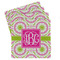 Pink & Green Suzani Absorbent Stone Coasters - Set of 4 (Personalized)
