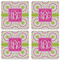 Pink & Green Suzani Set of 4 Sandstone Coasters - See All 4 View