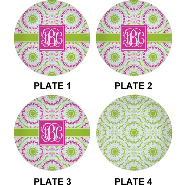 Pink & Green Suzani Set of Appetizer / Dessert Plates (Approval)