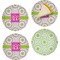 Pink & Green Suzani Set of Appetizer / Dessert Plates