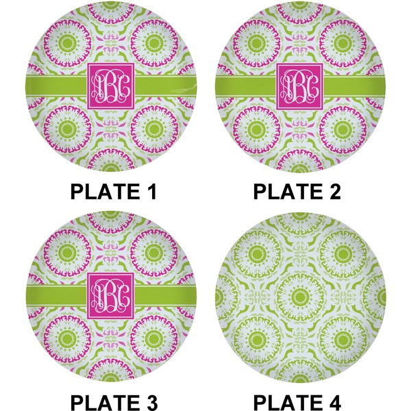 Pink & Green Suzani Set of Lunch / Dinner Plates (Approval)