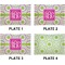 Pink & Green Suzani Set of Rectangular Appetizer / Dessert Plates (Approval)