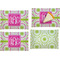 Pink & Green Suzani Set of Rectangular Appetizer / Dessert Plates