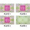Pink & Green Suzani Set of Rectangular Dinner Plates (Approval)