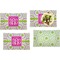 Pink & Green Suzani Set of 4 Glass Rectangular Lunch / Dinner Plate w/ Monogram