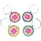 Pink & Green Suzani Set of Silver Wine Charms