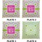 Pink & Green Suzani Set of Square Dinner Plates (Approval)