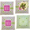 Pink & Green Suzani Set of 4 Glass Square Lunch / Dinner Plate 9.5" (Personalized)