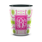 Pink & Green Suzani Ceramic Shot Glass - 1.5 oz - Two Tone - Single (Personalized)