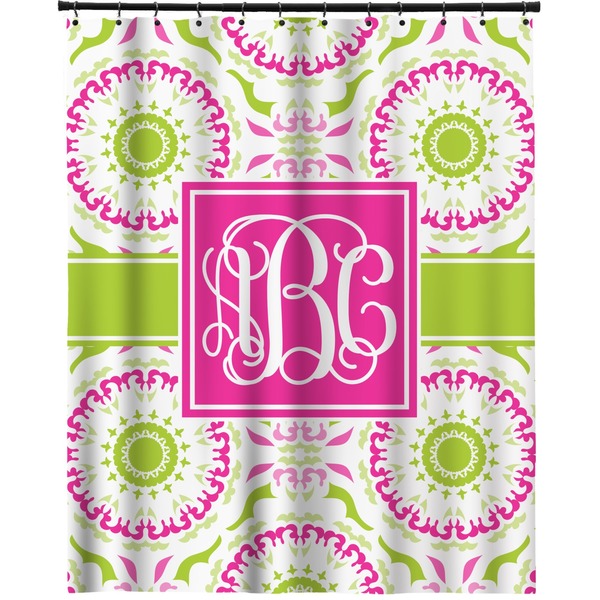 Custom Pink & Green Suzani Extra Long Shower Curtain - 70"x84" (Personalized)