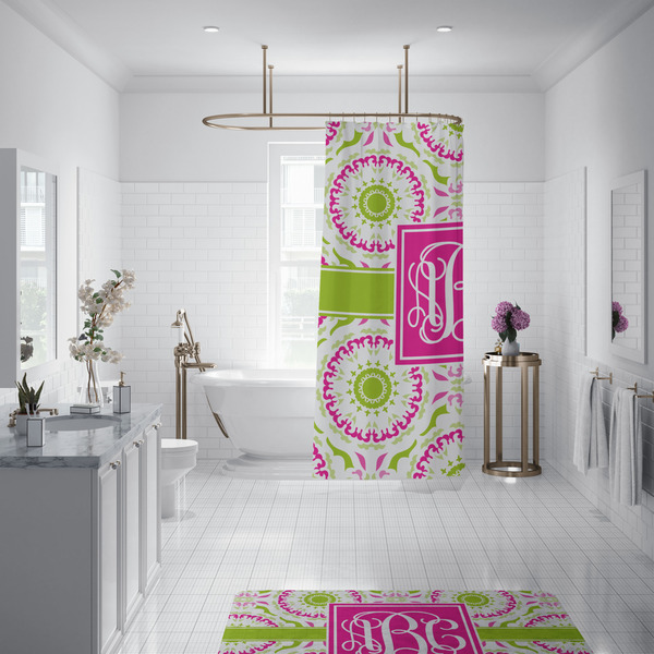 Pink & Green Suzani Shower Curtain - Custom Size