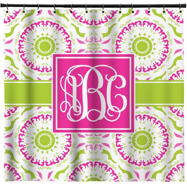 Custom Pink & Green Suzani Shower Curtain - Custom Size (Personalized)