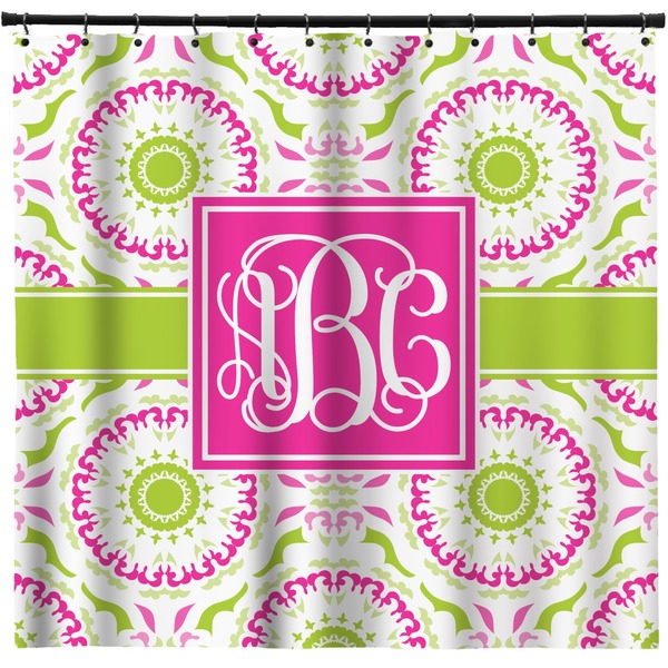 Custom Pink & Green Suzani Shower Curtain (Personalized)