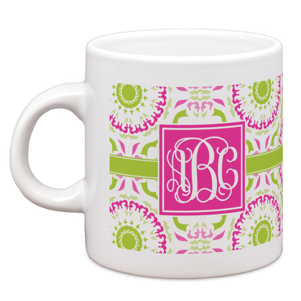 Custom Pink & Green Suzani Espresso Cup (Personalized)