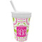 Pink & Green Suzani Sippy Cup with Straw (Personalized)