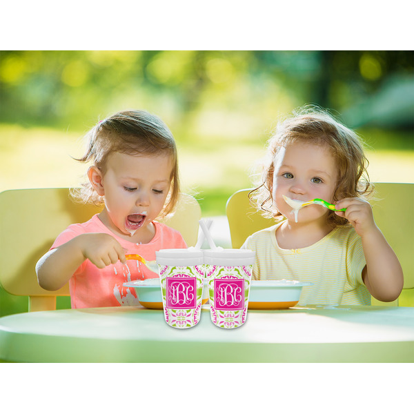 Pink & Green Suzani Sippy Cups w/Straw - LIFESTYLE
