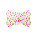 Pink & Green Suzani Bone Shaped Dog Food Mat (Small) (Personalized)