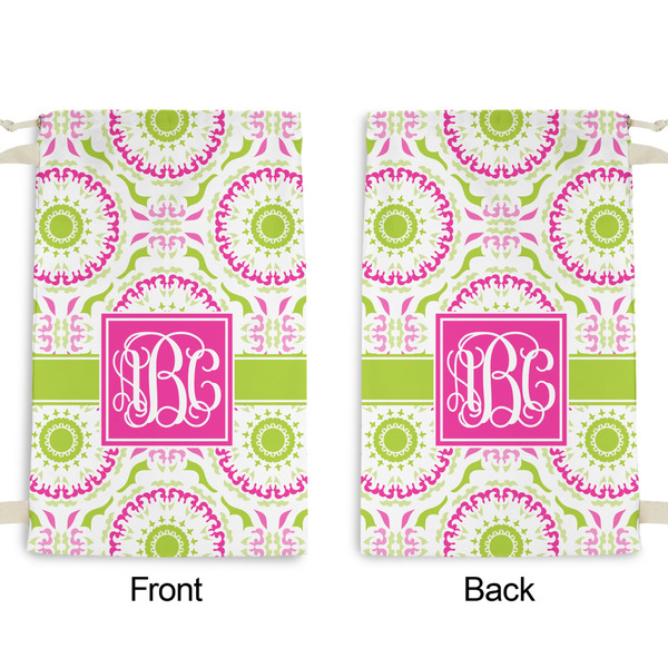 Pink & Green Suzani Small Laundry Bag - Front & Back View