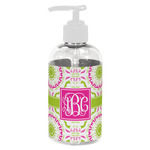 Pink & Green Suzani Plastic Soap / Lotion Dispenser (8 oz - Small - White) (Personalized)
