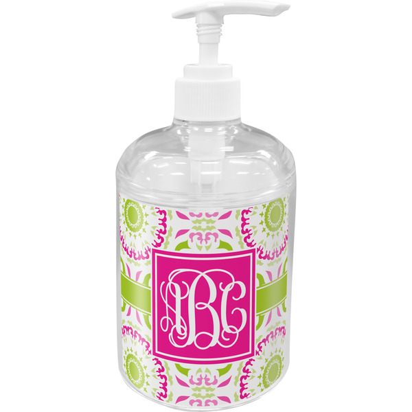 Pink & Green Suzani Soap / Lotion Dispenser (Personalized)