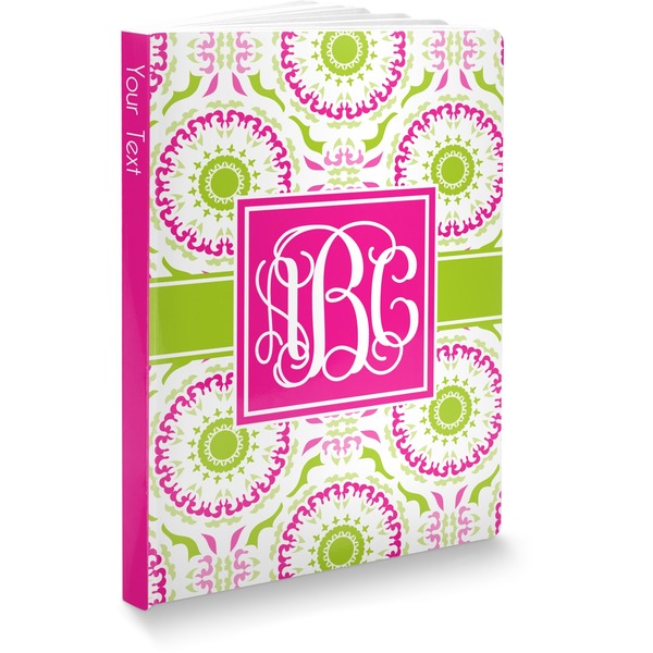 Custom Pink & Green Suzani Softbound Notebook - 5.75" x 8" (Personalized)