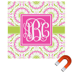 Pink & Green Suzani Square Car Magnet - 6" (Personalized)