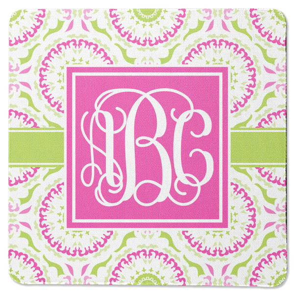 Pink & Green Suzani Square Coaster Rubber Back - Single