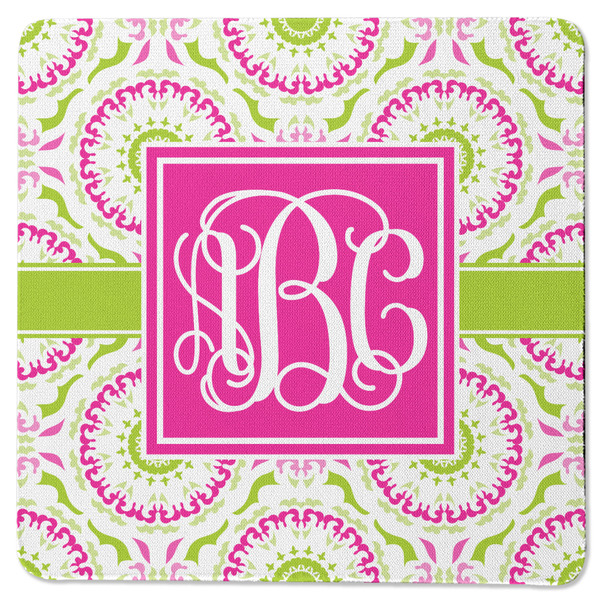 Pink & Green Suzani Square Coaster Rubber Back - Single