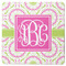 Pink & Green Suzani Square Coaster Rubber Back - Single