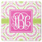 Pink & Green Suzani Square Rubber Backed Coaster (Personalized)