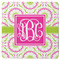 Pink & Green Suzani Square Rubber Backed Coaster (Personalized)