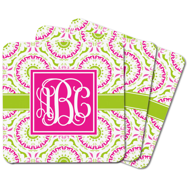 Pink & Green Suzani Square Fridge Magnet - MAIN