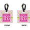 Pink & Green Suzani Square Luggage Tag (Front + Back)