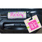 Pink & Green Suzani Square Luggage Tag & Handle Wrap - In Context
