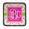 Pink & Green Suzani Iron On Square Patch w/ Monogram