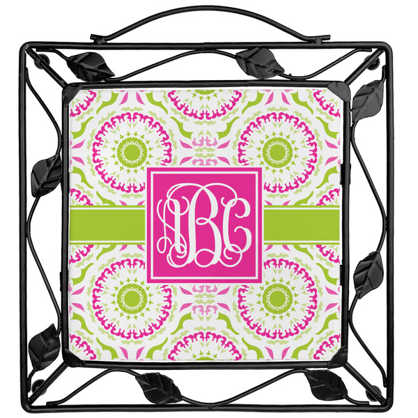 Custom Pink & Green Suzani Square Trivet (Personalized)
